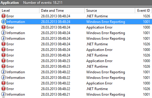 Runtime application error. Ошибка 1000-7. Код события 1001. Run time events.